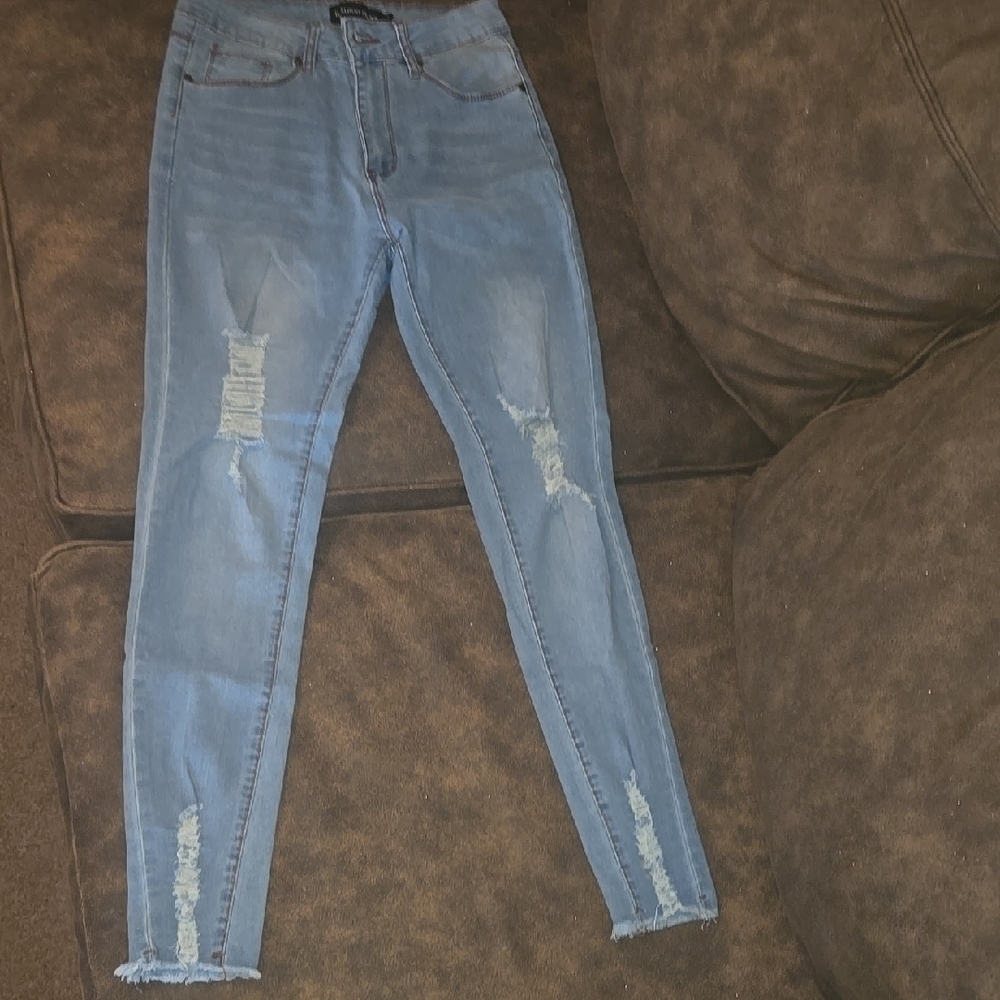 Women's Blue Distressed Jeans